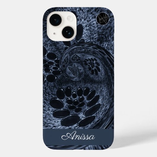 Monogram Modern Blue Denim Swirl Plus Pro Max Case-Mate iPhone Case (Achterkant)