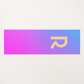 Monogram Modern Blue Hot Pink Gradiënt Yogamat (Achterkant (horizontaal))