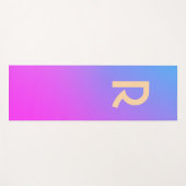 Monogram Modern Blue Hot Pink Gradiënt Yogamat (Voorkant (horizontaal))