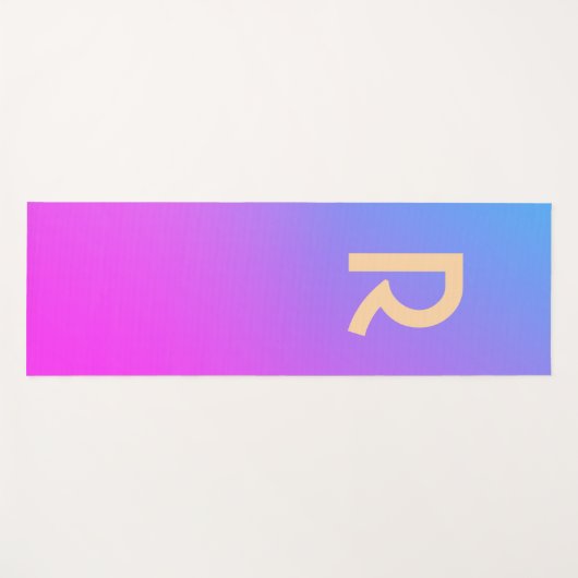 Monogram Modern Blue Hot Pink Gradiënt Yogamat (Voorkant (horizontaal))