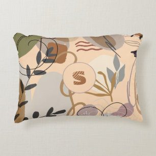 Monogram Modern Boho Abstract Floral Accent Kussen