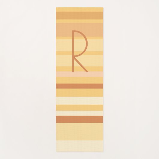 Monogram Modern Boho Brown Stripes Yogamat (Voorkant)