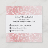  MONOGRAM modern boho mandala patroon roze Vierkante Visitekaartje (Achterkant)