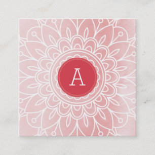  MONOGRAM modern boho mandala patroon roze Vierkante Visitekaartje