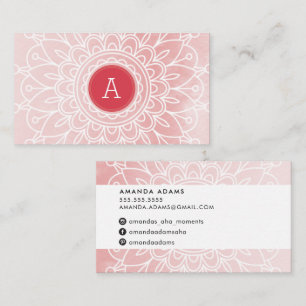 MONOGRAM modern boho mandala patroon roze Visitekaartje