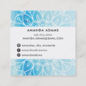  MONOGRAM modern boho mandala patroonaqua Vierkante Visitekaartje (Achterkant)