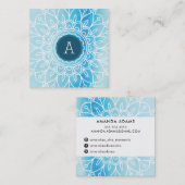  MONOGRAM modern boho mandala patroonaqua Vierkante Visitekaartje (Voorkant / Achterkant)
