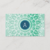  MONOGRAM modern boho mandala patroongroen Visitekaartje (Voorkant)