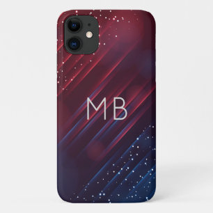 Monogram Modern Bourgondië Navy Blauwe Gepersonali iPhone 11 Hoesje