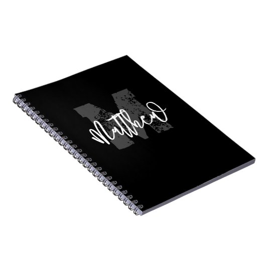 Monogram Modern Boy Back-to-School Huiswerk Notitieboek (Rechterzijde)