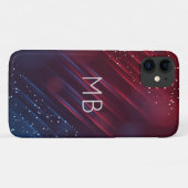 Monogram Modern Burgundy Navy Blue, gepersonalisee Case-Mate iPhone Case (Achterkant (horizontaal))
