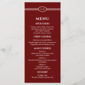 Monogram Modern Burgundy Wedding Menu (Devant)