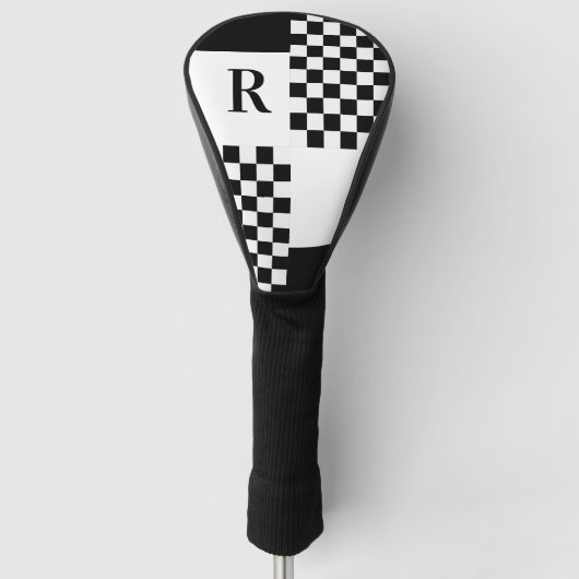 Monogram Modern Check Zwart-wit Golfheadcover (Voorkant)