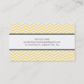 MONOGRAM modern chevron patroon bord geel grijs Visitekaartje (Achterkant)