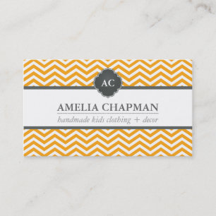 MONOGRAM modern chevron patroon helder sinaasappel Visitekaartje