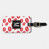 Monogram modern Chic Red Lips Patroon Bagagelabel (Voorkant horizontaal)