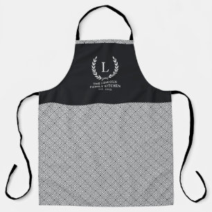 Monogram Modern Chic Stijlvol Grieks Sleutelpatroo Schort