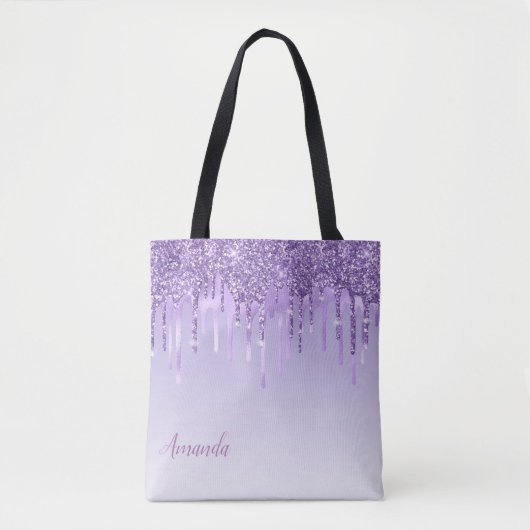 Monogram Modern Chic Stylish Ombre Paarse Glitter Draagtas (Voorkant)