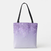 Monogram Modern Chic Stylish Ombre Paarse Glitter Draagtas (Achterkant)