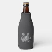 Monogram Modern Cool Grunge Jouw naam toevoegen Flesjeskoeler (Fles Voorkant)