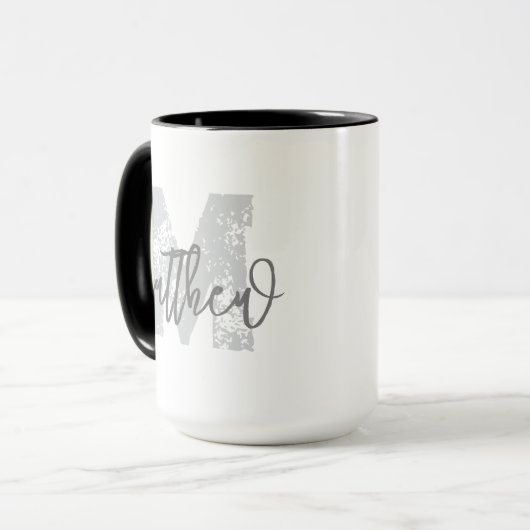 Monogram Modern Cool Grunge Jouw naam toevoegen Mok (Voorkant links)