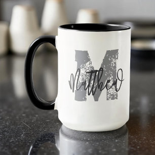 Monogram Modern Cool Grunge Jouw naam toevoegen Mok