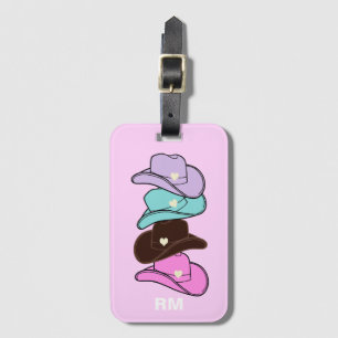 Monogram Modern Cowboy Pet Stack Roze Bagagelabel