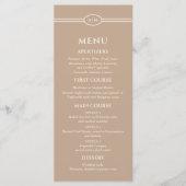 Monogram Modern Cream Taupe Wedding Menu (Voorkant)