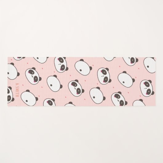 Monogram Modern Cute Panda Pattern Yogamat (Voorkant (horizontaal))