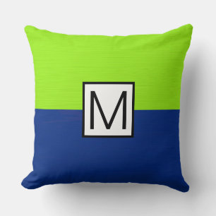 Monogram Modern Dark Blue en Limoen Elegant Kussen