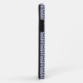 Monogram modern donker blauw Grieks sleutelpatroon Case-Mate iPhone Case (Achterkant/rechts)