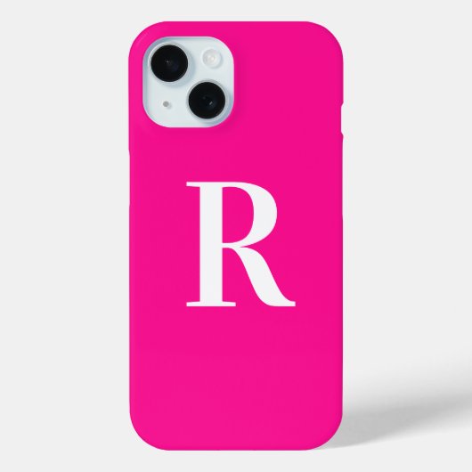 Monogram Modern Eenvoudig Heet Roze Case-Mate iPhone Case (Achterkant)