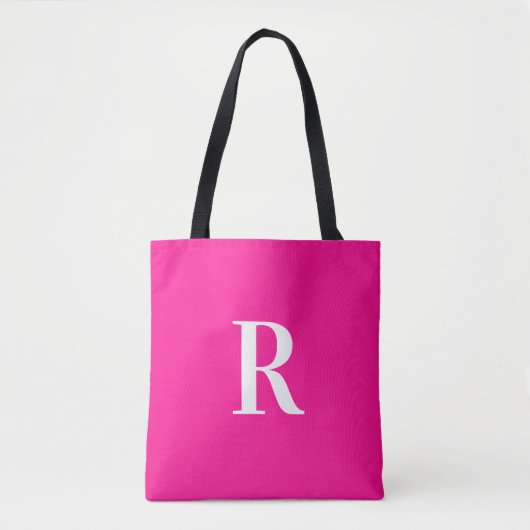 Monogram Modern Eenvoudig Heet Roze Draagtas (Voorkant)