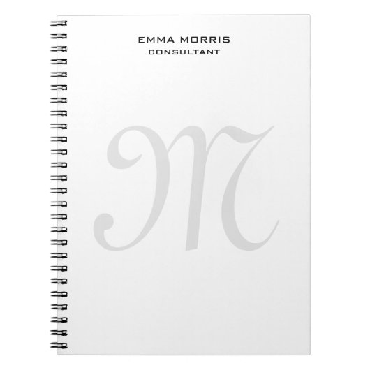 Monogram Modern Eenvoudig Minimalistisch Eenvoudig Notitieboek (Voorkant)