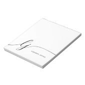Monogram Modern Eenvoudig Vrouwelijk Zwart Wit Notitieblok (Gedraaid)