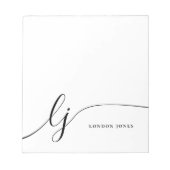Monogram Modern Eenvoudig Vrouwelijk Zwart Wit Notitieblok (Voorkant)