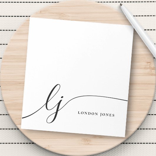 Monogram Modern Eenvoudig Vrouwelijk Zwart Wit Notitieblok
