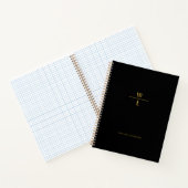 Monogram Modern Elegant Black Gold Notitieboek (Binnen)