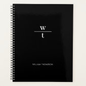 Monogram Modern Elegant Black White Planner (Voorkant)