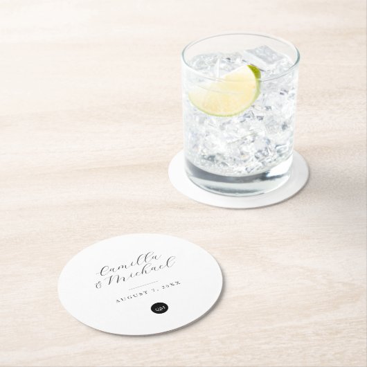 Monogram Modern Elegant Bruiloft Onderzetters (Insitu)