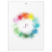 Monogram Modern Elegant Colorful Personalized Klembord (Achterkant)