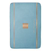 Monogram modern elegant glitter blauw en goud badmat (Voorkant Verticaal)