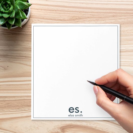 Monogram Modern Elegant Minimal Blue en White Notitieblok