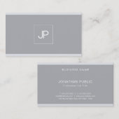 Monogram Modern Elegant Simple Grey Professional Visitekaartje (Voorkant / Achterkant)