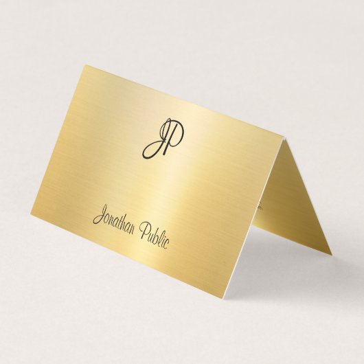 Monogram modern Faux Gold Calligraphy Script Visitekaartjes (Voorkant)