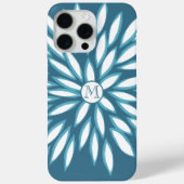 Monogram Modern Flower Blauwgroen iPhone Case (Achterkant)