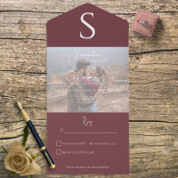 Monogram Modern Foto Burgundy Wine Geen diner