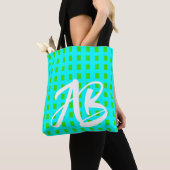 Monogram Modern Fun Aqua Blue en Green Draagtas (Dichtbij)