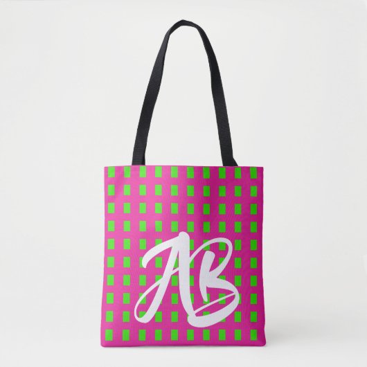 Monogram Modern Fun Hot Pink en Groen Draagtas (Voorkant)