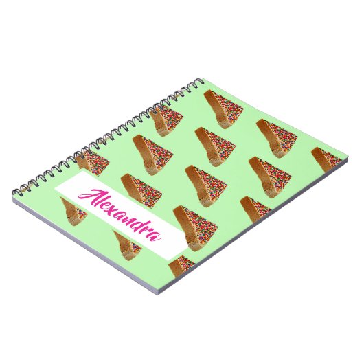 Monogram Modern Fun Pastel Green Fairy Bread. Notitieboek (Linkerzijde)